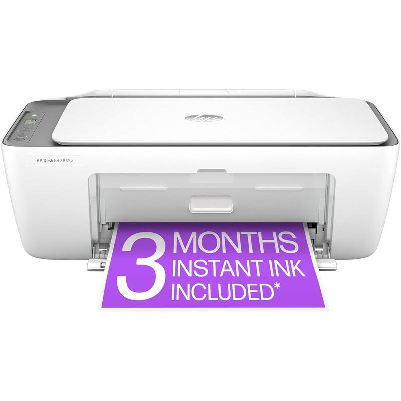 HP Deskjet 2855E Wireless All-In-One Color Inkjet Printer, Scanner, Copier, Best-For-Home, 3 Month Instant Ink Trial Included (588S5A) HP