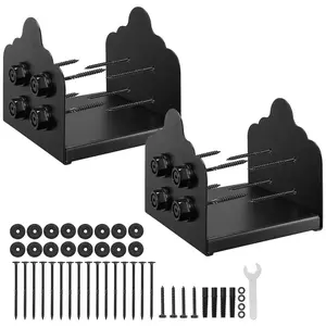 summervibes 2 Pcs 8x8 Post Bases, Carbon Steel Metal Sturdy Heavy-Duty Brackets with 7.9x7.5 in/200x190 mm Inner Size Black Base Plates for Pavilion, Deck Railing Wood Post Support, Metal Bracket, Sturdy Bracket