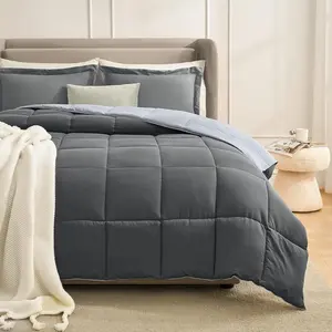 California King Comforter Grey, Lightweight Cal King Comforter, Down Alternative Comforters 3 Sets with 2 Shams Grey/Light Gray