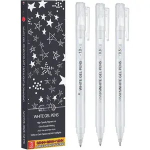White Gel Pens, Fine, Medium & Bold Tip Ink Pens for Journaling, Art, or Drawing - For Art Gifts, Holiday Gifts & DIY Projects, White Ink, 05/08/10mm Assorted Tip Sizes - 3 Pack