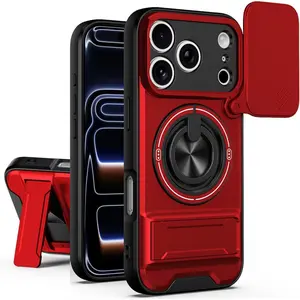 Magnetic Phone Cases for iPhone 17 Pro Max 16 15 14 13 12 11 Pro Max case with 360 ° Rotation Magnetic Ring Compatible with MagSafe Slide Camera Cover Foldable Stand Military-Grade Shockproof Protective case for iPhone 17 Pro Max