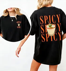 Spicy Girl Spicy Margarita T-Shirt | Funny Jalapeño Cocktail Graphic Tee | Vintage Spicy Margarita Print Shirt | Bachelorette Party Gift for Women | Unisex Casual Streetwear Top