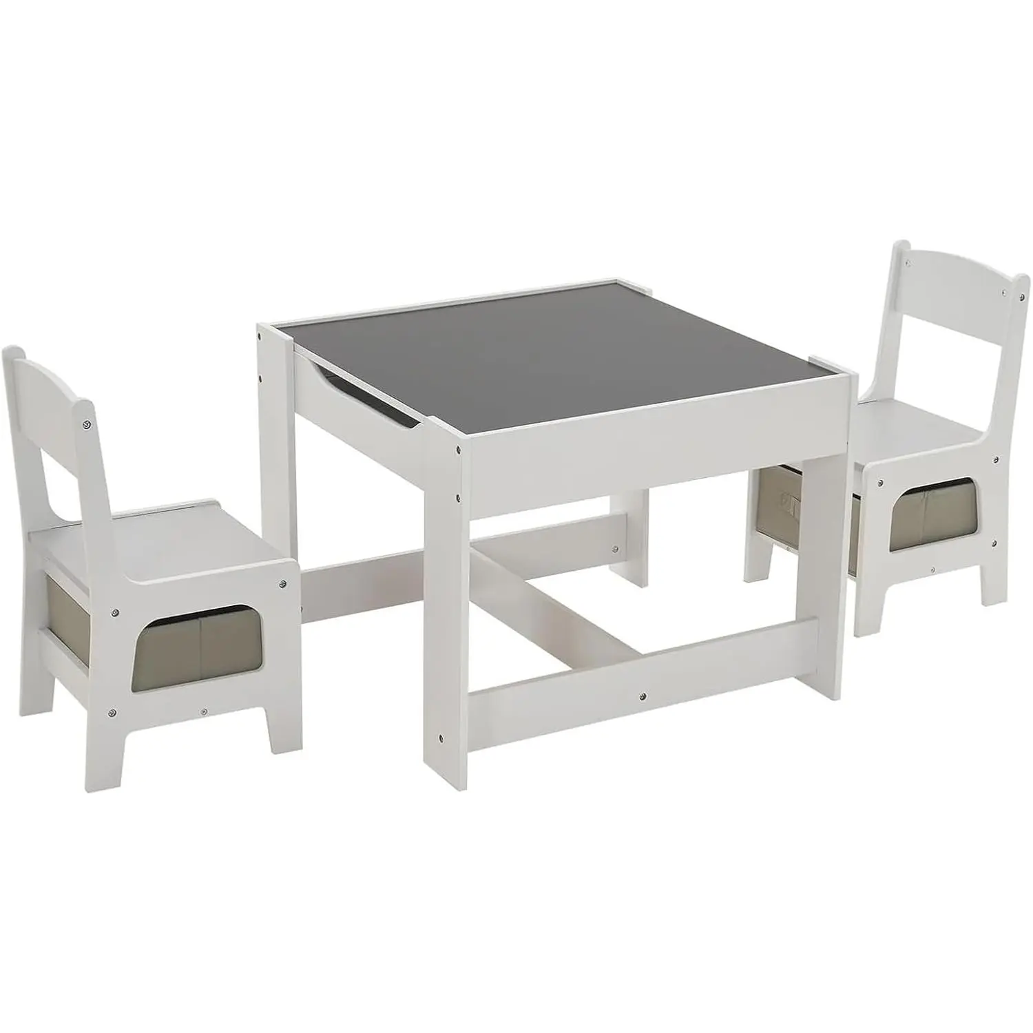 Children's Desk, Children's Table with 2 Chairs, 3-Piece Children's Drawing Table with Wooden Storage Space tiktokshopbacktoschool