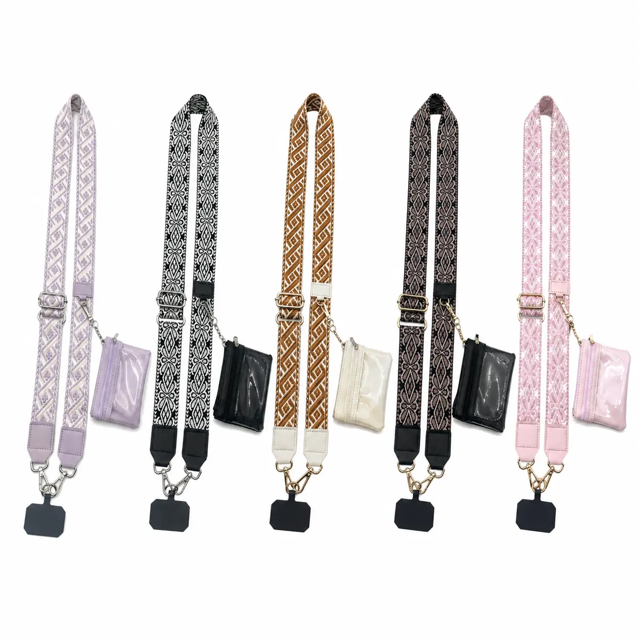Adjustable Clip-and-Go Mobile Phone Lanyard - Phone Leash with Card Wallet, Zipper Pouch, Wrist Strap, Crossbody Mobile Accessory for Grocery Shopping, Christmas Gifts for Cellphone Users