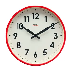 Factory Wall Red - Diameter 11.81 - Wall Clock - Silent - Steel Case