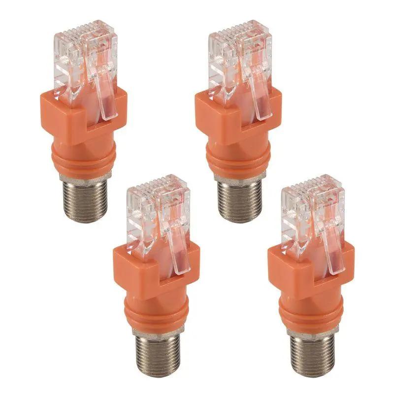 Coaxial to Ethernet Adapter, 4-Pack Coax RF F Female to RJ45 Male Converter for Line Tester