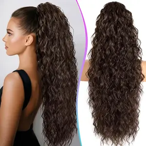 Claw Clip Ponytail Extension for women - 30" Long Curly Drawstring Ponytail Hair Extensions for Women, Strong Hold Fluffy Natural Looking Synthetic Hair Pieces for Women Daily Use(Dark Brown) hair extension synthetic  Colorful Heat-Resistant Tinsel Kit