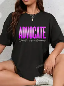 100% Cotton Groovy Advocate Domestic Violence Awareness Purple Support T-Shirt