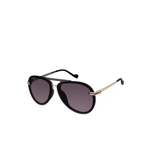 Metal Aviator Sunglasses in Smoke Matte Black