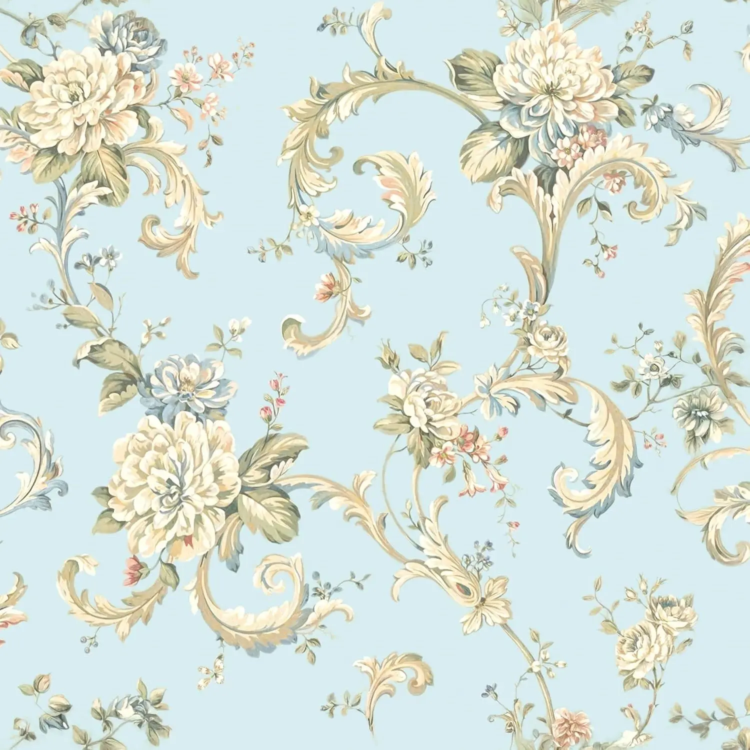 Vintage Floral Peel and Stick Wallpaper for Bedroom - French Textured Damask Removable Self-adhesive Contact Paper 17.7in x 118in Renter Friendly Classic N
