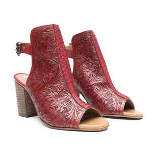 Myra Callandra Handtooled Cowgirl Boots for Women - Mid-Top Ankle Strap Western Boots for Bold Rodeo Adventures