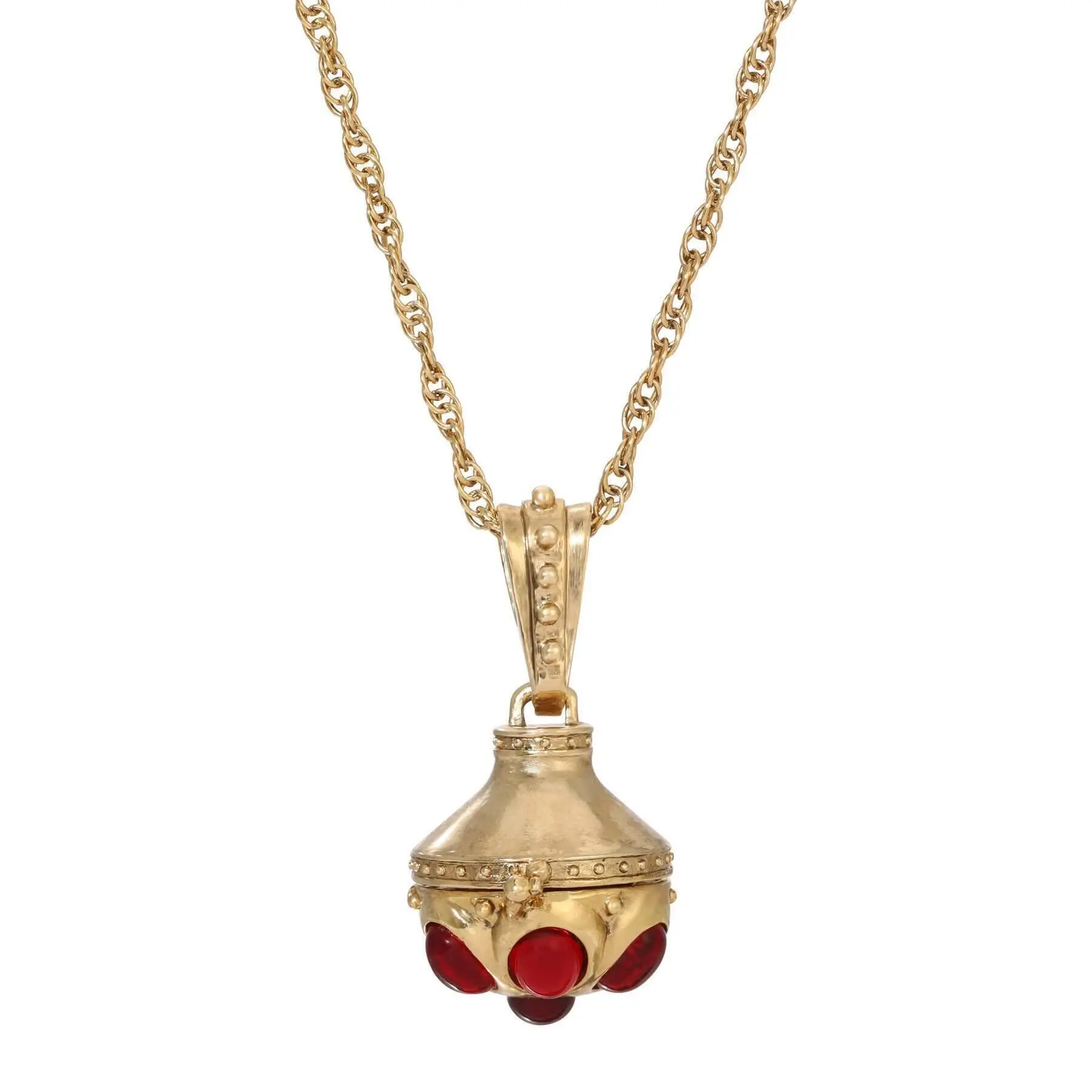 1928 Jewelry Borgia Garnet And Ruby Stone Locket Necklace 30"