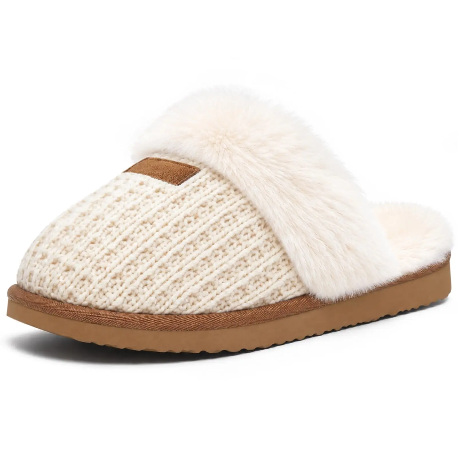 KIDMI Women Fuzzy Memory Foam Silent‑Walking Slippers Women's Solid Cream Slip-On Warm Indoor Footwear,Ideal for Hospital Delivery & Cozy Gifts for Women,Cloud-Like Comfort Soft Sole Loungewear Shoes