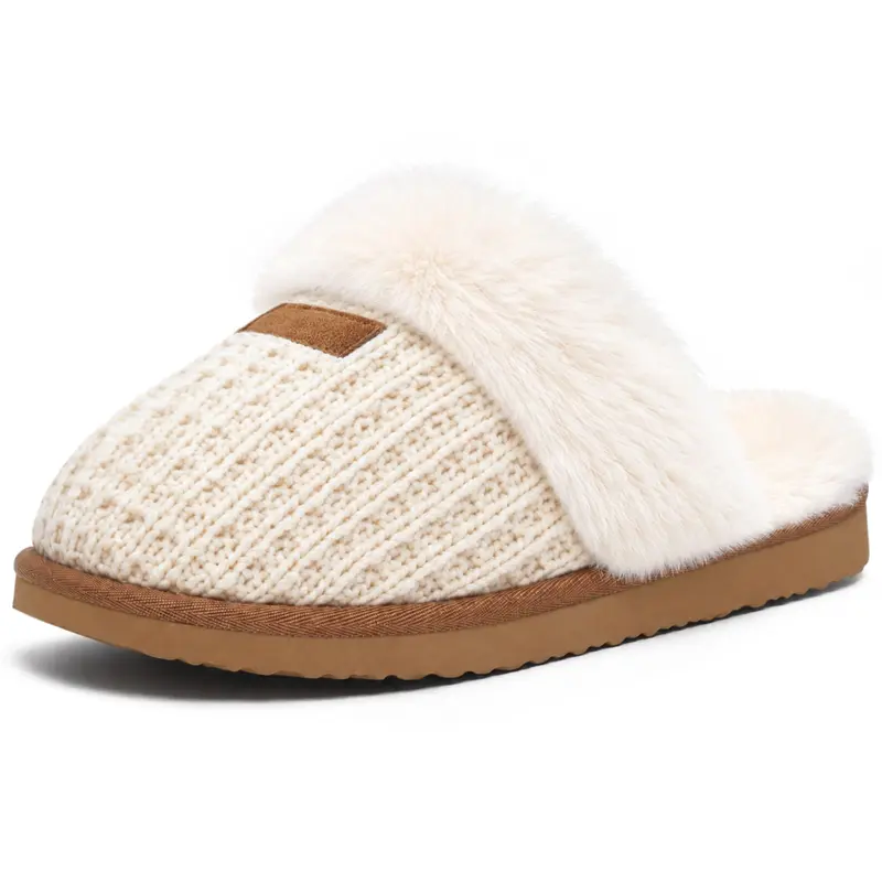 KIDMI Women Fuzzy Memory Foam Silent‑Walking Slippers Women's Solid Cream Slip-On Warm Indoor Footwear,Ideal for Hospital Delivery & Cozy Gifts for Women,Cloud-Like Comfort Soft Sole Loungewear Shoes