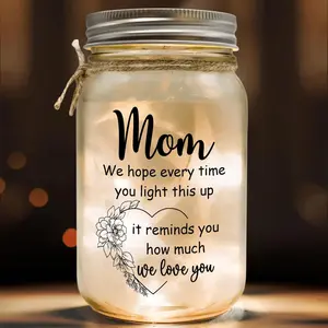 Mom Birthday , Mother's Day Gifts from Daughter Son - Unique Christmas Home Decor, Sentimental Mason Jar Night Lights for Mom from Kids