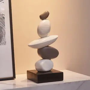 1 Piece Resin Stone Stacking Ornament, Sandstone Effect, Creative Home Decoration for Living Room, Bedroom, Study Room, or Wine Cabinet - Multi-functional Indoor Display Piece