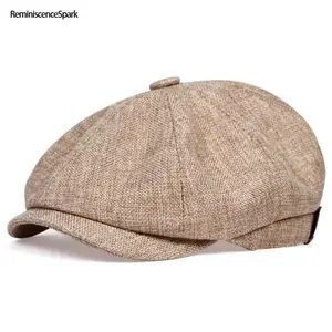 Men's Vintage Peaky Blinders Newsboy Cap British Style Octagonal Flat Cap Breathable Old Money Aesthetic Fashion Accessory