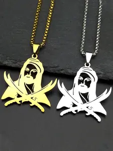 Imam Ali Sword Muslim Islam Allah God Chain Necklace For Men Women Stainless Steel Arabic Zulfiqar Gold Color Chain