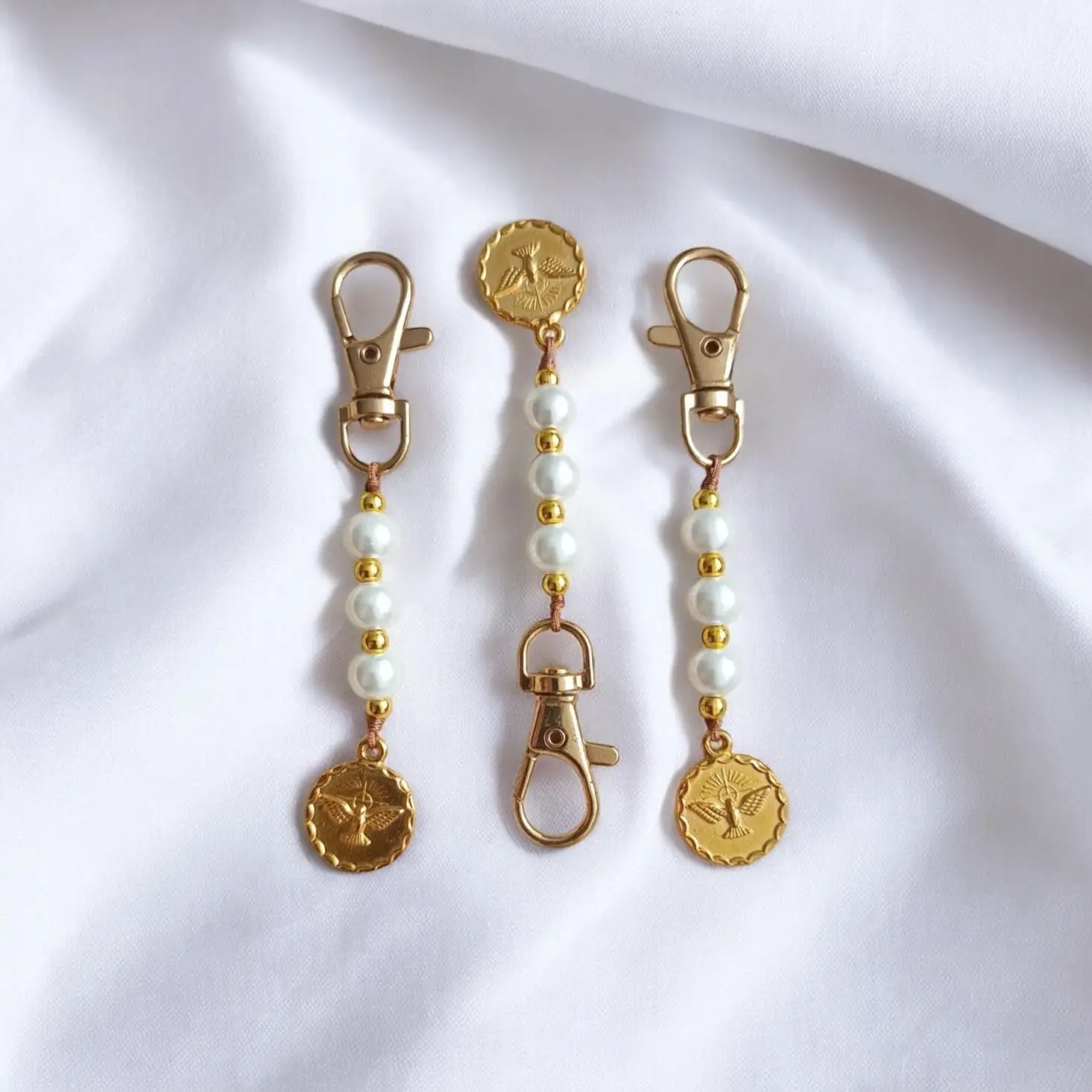 Set of 3 Holy Spirit Charm Keychain | Purse Charm | Keychain Holder | Gift for Her | Catholic Gifts | Catholic Keychain