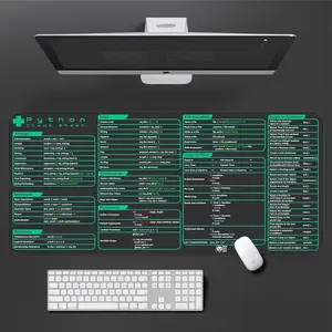 Python Cheat Sheet Desk Mat for software engineers, hackers and programmers, Quick Key, Large Anti-Slip Keyboard Pad, Python Mousepad, Desk Accessories