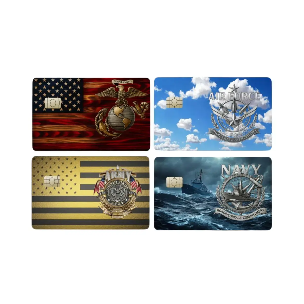 Patriotic Marine Corps Card Decal Cover - Glossy American Flag Vinyl, Secure Fit for Credit/Debit/EBT Card Storage, Gift for Military Supporters, DIY Scrapbooking & Stamping Accessory