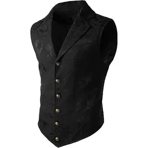 Men's Medieval Gothic Long Vest, Vintage Steampunk Victorian Costume Waistcoat, Halloween Cosplay Formal Jacket, Renaissance LAR