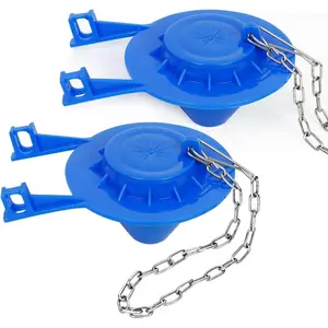 2 Pack 2-Inch Universal Toilet Flapper Replacement Kit, Durable Rubber with Stainless Steel Chain, Easy to Install (Blue)