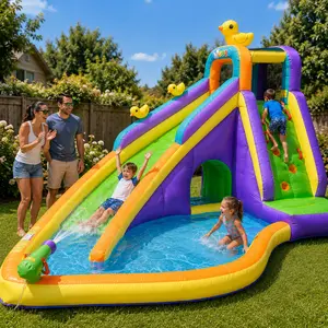 Pogo Bounce House Backyard Kids Inflatable Water Slide, Water Park with Splash Cannon and Pool, for Ages 3-10, Toddlers and Small Children