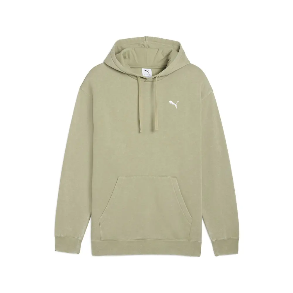 PUMA Mens Elevated Essentials Acid Wash Fleece Hoodie Casual Outerwear Casual - Green
