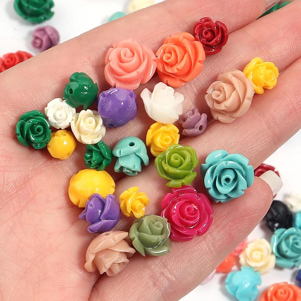 1 Strand 6 8 10 12 15mm Rose Camelia Flower Beads Artificial Coral Beads For Jewelry Making DIY Bracelet Neckalce Accessoires