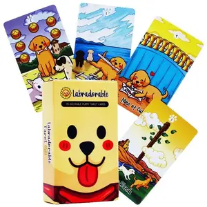 Labrador Puppy Tarot Cards Deck, 78 Adorable Dog Illustration Oracle Cards for Beginners & Professional Readers, Cute Lab Lover Gift & Healing Divination Tool