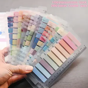 1200pcs Bible Sticky Notes Set, Transparent Index Labels, Fluorescent Tabs, Morandi Colors, Reusable, with Ruler, Bookmarks, Page Markers