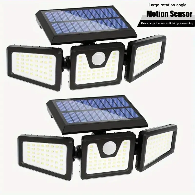 2-Pack Solar Outdoor Lights - LED Motion Sensor, IP65 Waterproof, Backyard, Solar-Powered Pathway, LED Lighting, Sensor Security Lamps, Backyard Solar Lights, Outdoor Pathway Lights Solar Powered