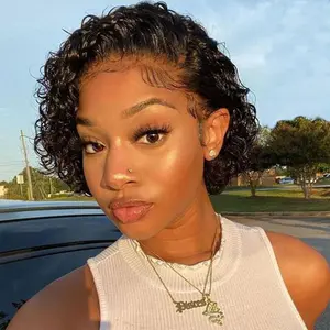 Pixie Cut Short Bob Wig for Black Women 100% Brazilian Human Hair Full Machine Made Wigs Natural Black Color Curly Human hair