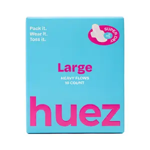 huez 100% Organic Cotton top sheet Sanitary Pads - Large (10 Count) - 11.4 inch