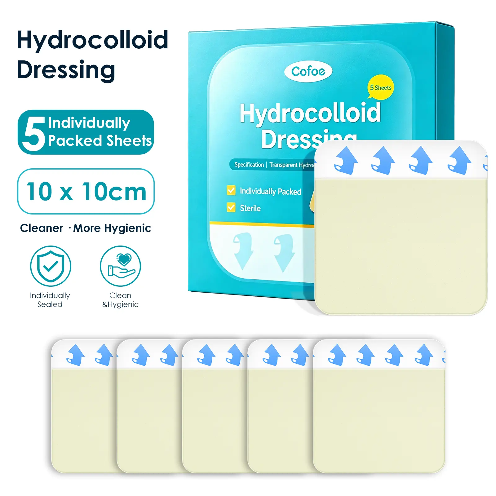 Hydrocolloid Spot Patch | Individually Packed Fast Absorb Wound Dressing Multi‑Size Full Body Skin Care,Cut-to-Size, Hydrocolloid Patch Bandages with Self-Adhesive, Ultra Absorbent & Waterproof, First Aid Kit Essential