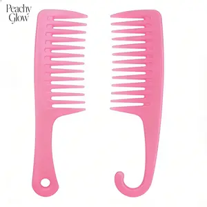 Ancgreen Wide Tooth Detangling Shower Comb with Hook - Pink, Curly/Wet/Dry/Long/Thick Hair