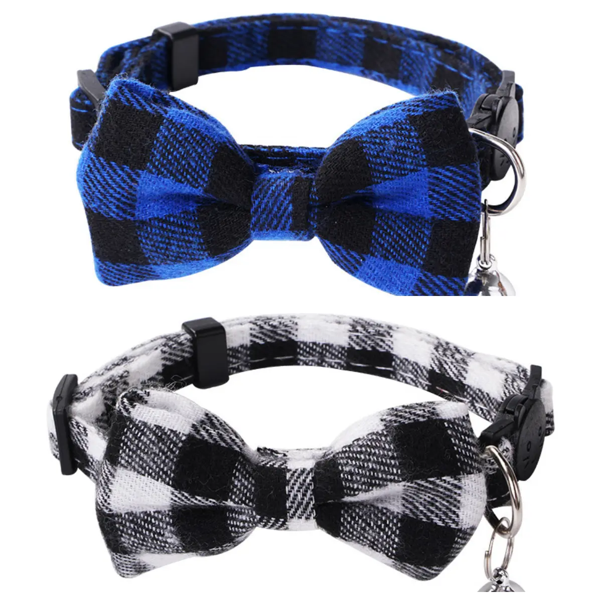 Blue + black plaid collar