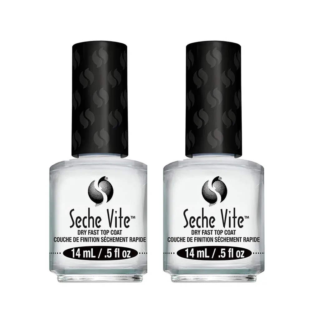 Seche Vite Dry Fast Top Coat for Nail Polish and Manicure 0.5 oz 2-pack 14 mL Quick-Drying Formula Essential Nail Care Solution, Nail Art, Fast Drying