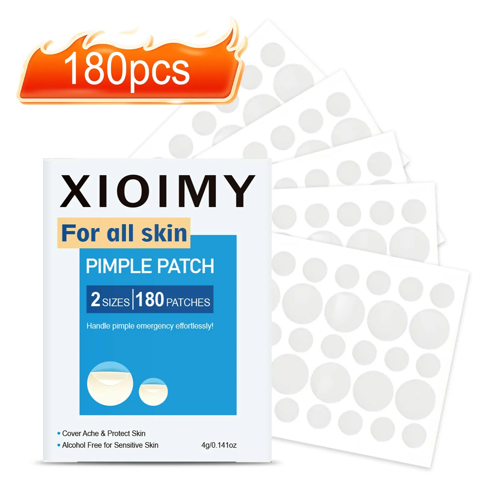 180pcs Night Water Gel Patches, Gentle Non-Irritating, Covers Blemishes & Acne, Perfect Coverage, Suitable for All Skin Types