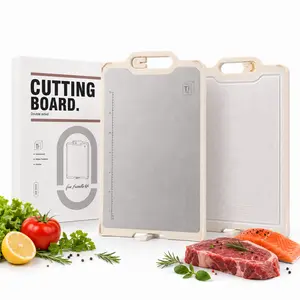 Titanium Cutting Board with Built-In Knife Sharpener, Double-Sided Kitchen Prep Board, Easy Clean, Non-Slip, Stand & Hang Design