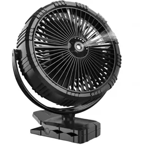 8 Inch Misting Fan with Clip, 10000mAh Rechargeable Battery Powered, Personal Air Cooling Fan, 3 Speeds & 360° Rotatable Spray Fan with Foldable Hook for Jobsite Home Office Camping Travel