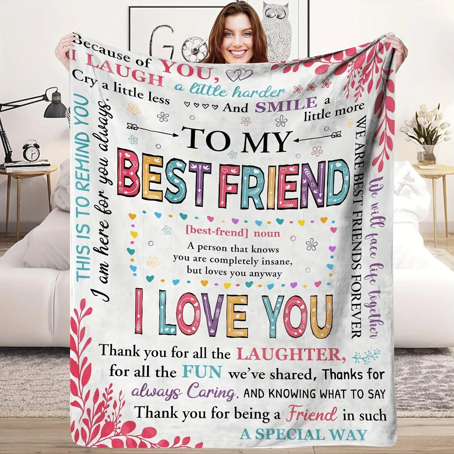 Soft Flannel Wearable Blanket with Cozy Throw Design Perfect Gift for Best Friends Warm and Comfortable for Couch Bed Office Travel AllSeason Use