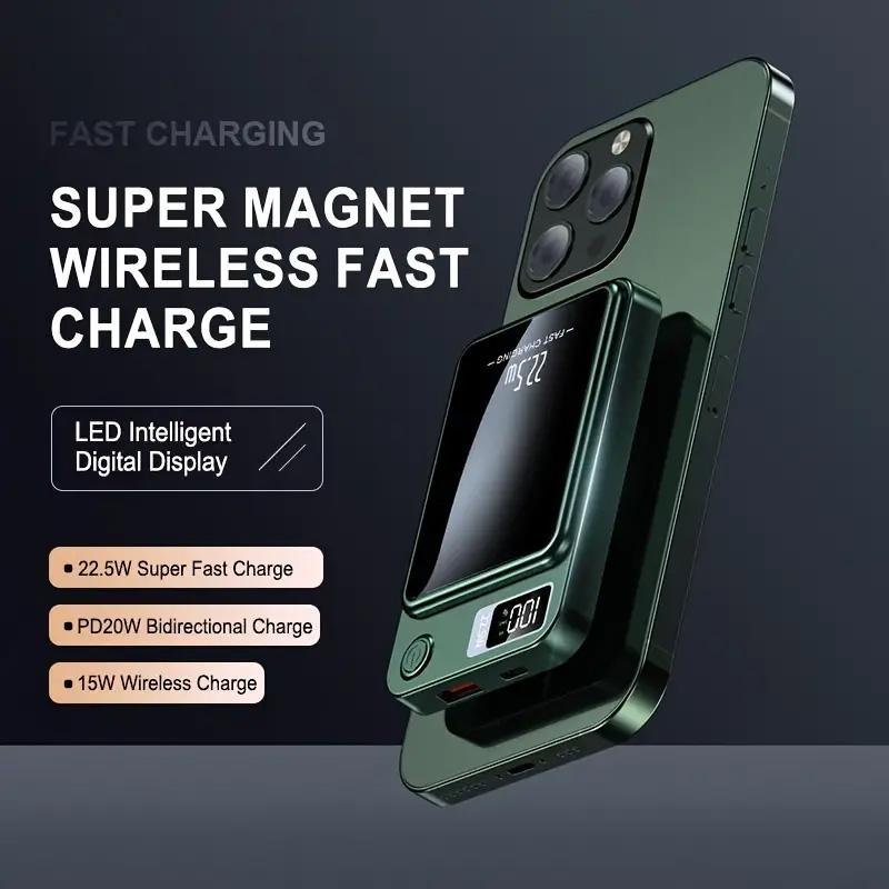 5000mAh/10000mAh Magnetic Wireless Power Bank, Ultra-Slim Compact Portable Power Bank with 22.5W Wired & 15W Wireless Output, 20W Input, Type-C Input/Output, Power Display, Compatible with iOS system