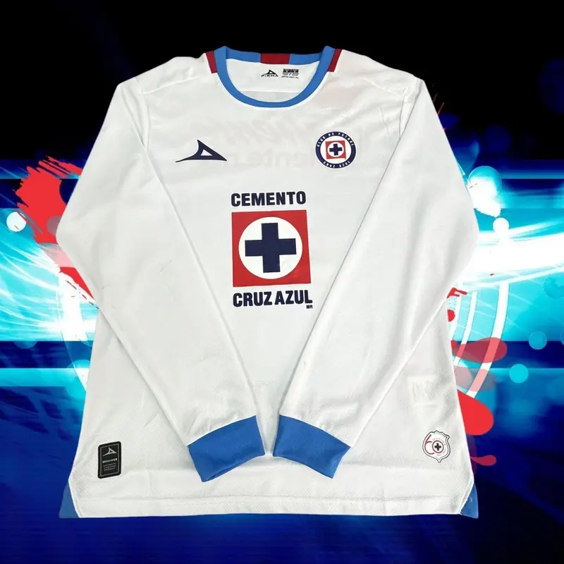 24 25 Mexico Ligamx League Cruz Azul Away Long Sleeve Soccer Jersey Fans Version White