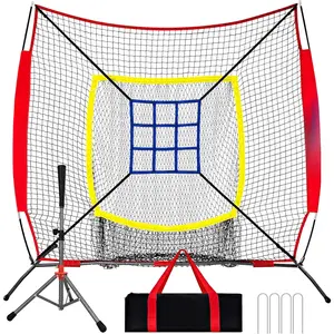 Baseball Net,7x7ft Baseball Practice Net with Tee and Target, Large Pocket Sports net for Hitting/Batting/Pitching/Throwing,Scratch Resistant Base, Versatile Use for All Levels