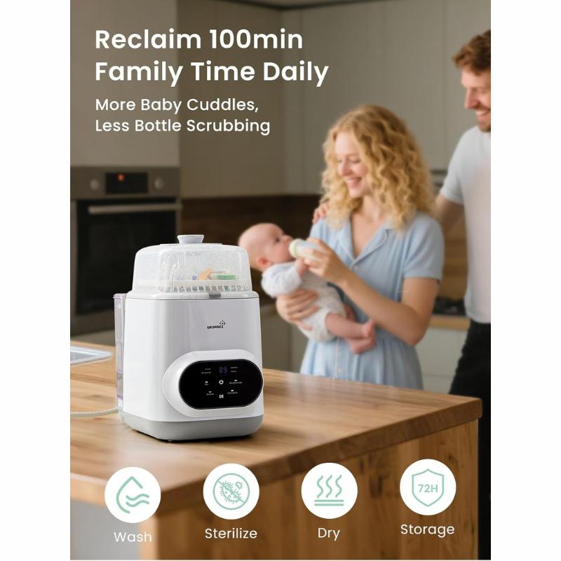 Grownsy Bottle Washer Pro - All in One Machine for Easy Cleaning - Sterilizer and Dryer for Baby Bottles, Pump Parts, and Sippy Cups./b01