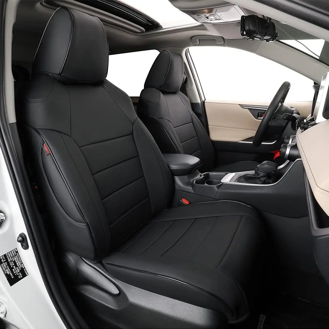 EKR Custom Fit Full Leather Black Car Seat Covers for 2015-2023 Dodge Challenger (SRT, RT, GT, SXT, T/A) - Waterproof, Stain-Proof, Easy Install, All-Season Car Accessories, Interior Upgrade, 2-Year Warranty, Father's Day Gift