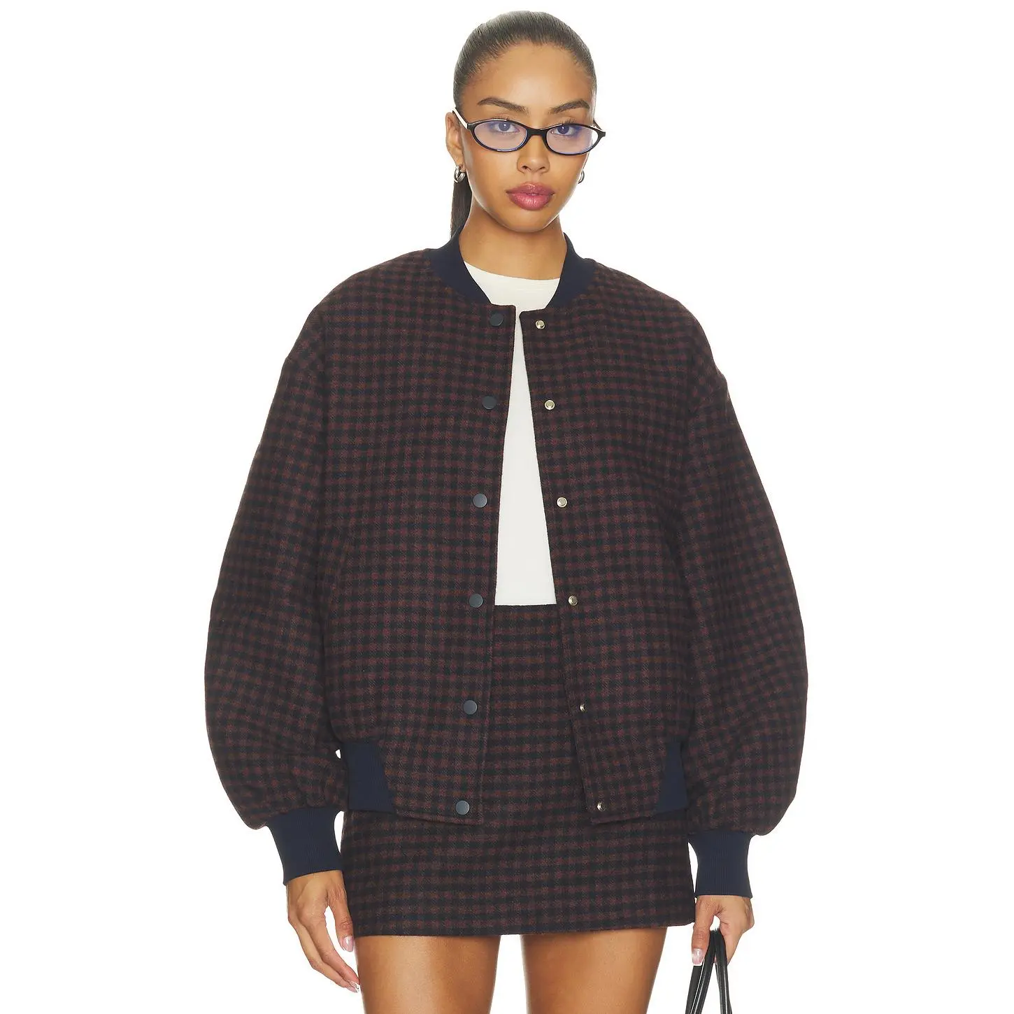 Elodie the Label Simone Bomber Jacket in Navy & Brown