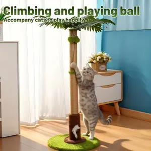36.3in Space-Saving Cat Palm Tree Climber & Scratching Post, Durable Sisal ScratchingSurface, Multi-Level Cat Tower for Indoor Cats, Compact Kitten Activity Center for Apartment, Balcony, Holiday Christmas Gift